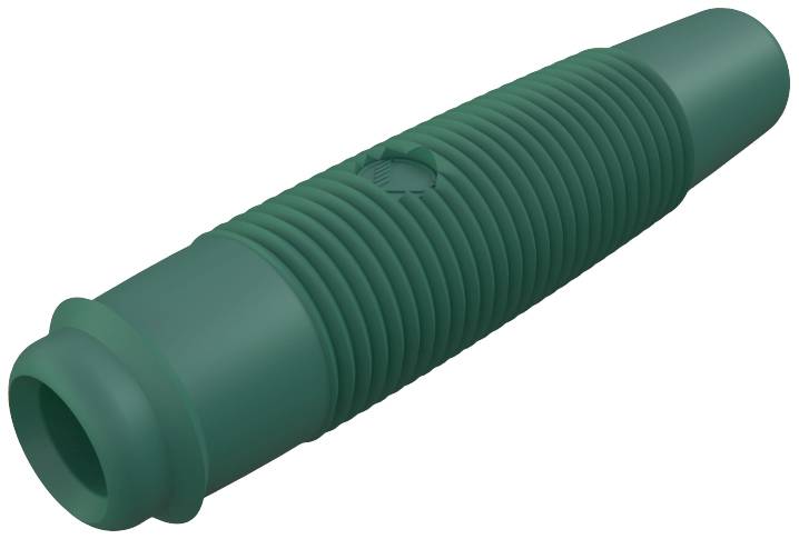 Adaptateur de tuyau ondulé vert en plastique, de forme cylindrique, avec un corps rainuré et une ouverture lisse pour l'insertion, destiné à la connexion de tuyaux.