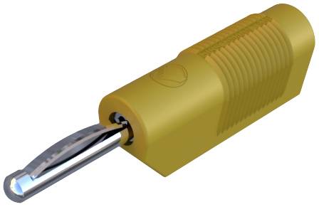 Pièce de préhension jaune cylindrique avec un long crochet métallique et recourbé dépassant d'une extrémité.