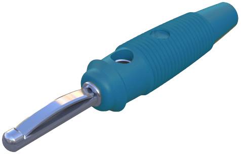 Un économe bleu avec une poignée ergonomique et une lame argentée est posé sur une surface lisse.