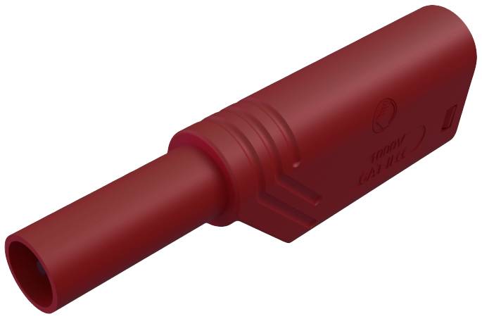 Fiche électrique rouge, de forme cylindrique, à surface isolée, adaptée pour le câblage et les applications industrielles.