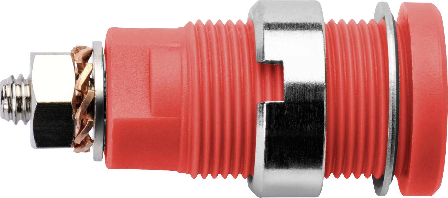 Douille banane de sécurité Ø de la broche: 4 mm Schützinger SEB 6445 Ni / RT rouge 1 pc(s)