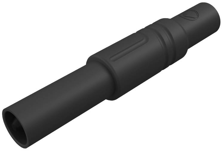 Élément de connexion cylindrique noir avec section striée, épaissi au centre, destiné à des applications techniques.