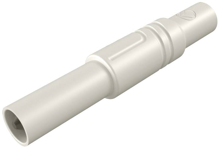 Un tube cylindrique en plastique avec des éléments de jonction au milieu, adapté pour une utilisation dans les systèmes sanitaires.