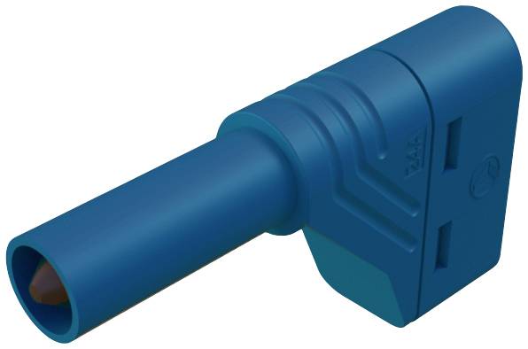 Connecteur de charge bleu, rectangulaire, avec deux fentes et des bords arrondis, probablement destiné à des appareils électriques ou à des adaptateurs.