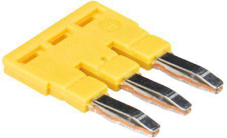 Bypass de fusible jaune avec trois contacts métalliques pour court-circuiter l'alimentation électrique dans les boîtes à fusibles des véhicules.