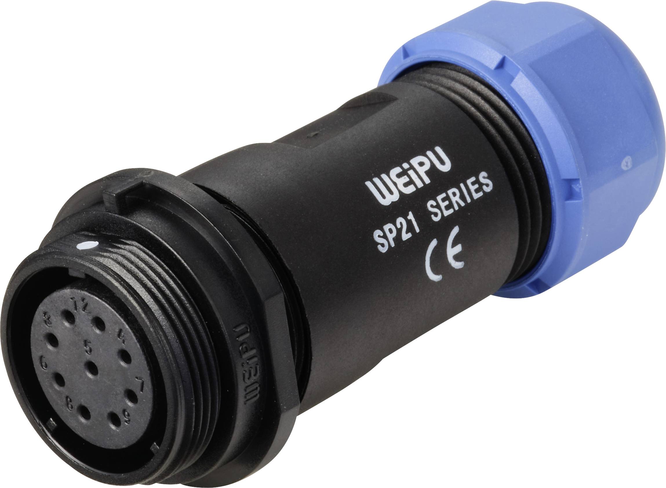 Connecteur de câble femelle, droit In Line 9 pôles 5 A 500 V/AC IP68 Weipu SP2111 / S 9 II