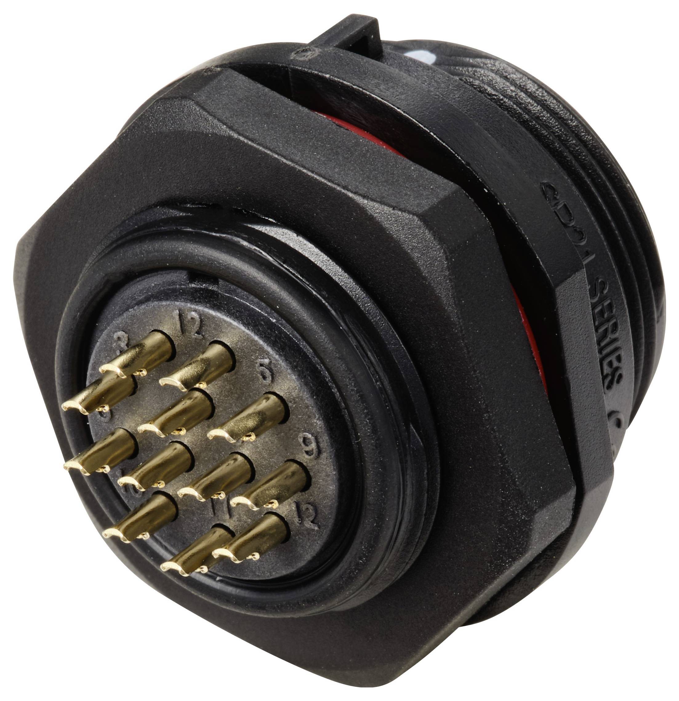 Connecteur pour montage en facade embase mâle 12 pôles 5 A 400 V/AC IP68 Weipu SP2112 / P 12