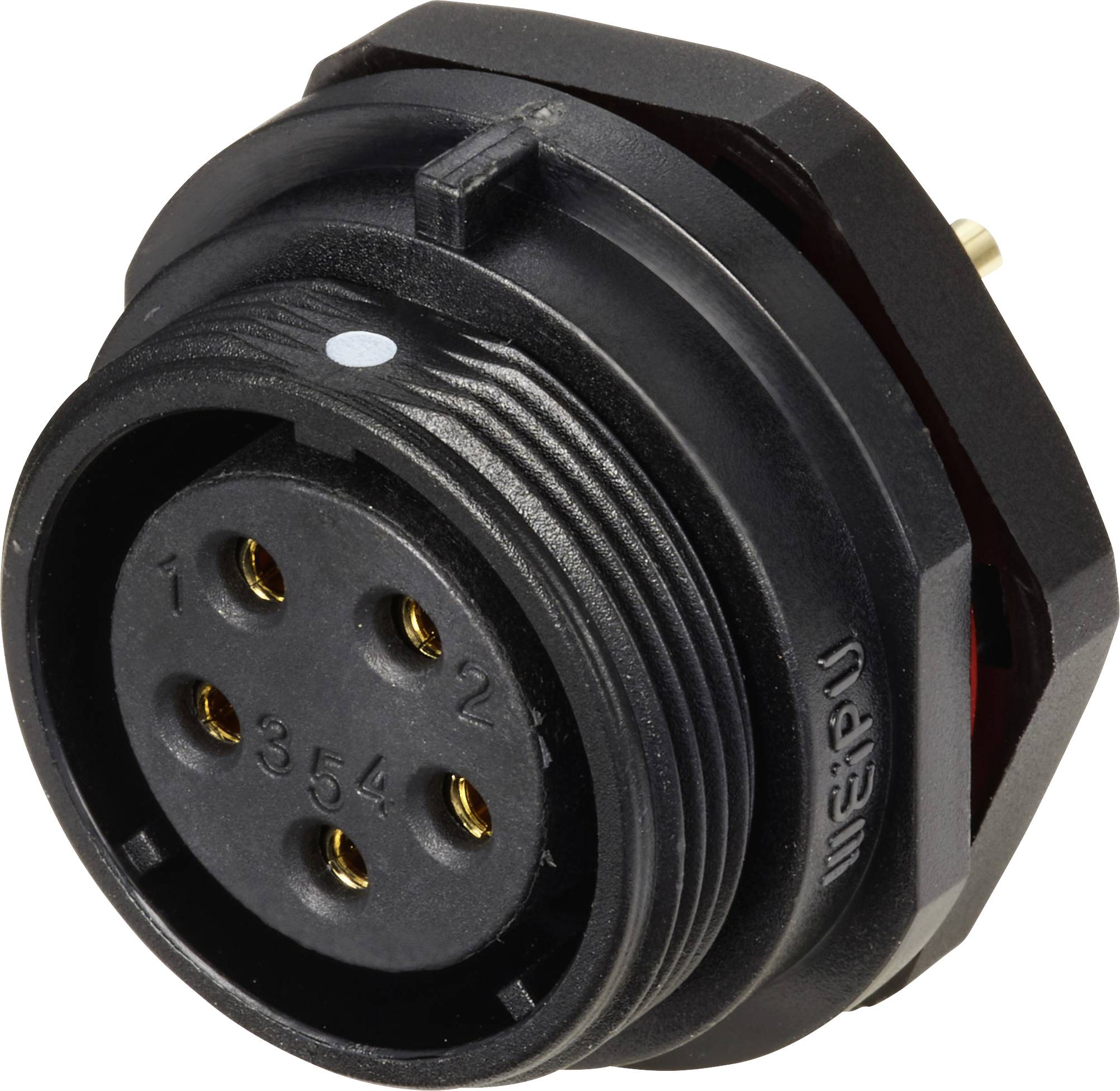 Connecteur pour montage en facade embase femelle 5C pôles 15 A 500 V/AC IP68 Weipu SP2112 / S 5C