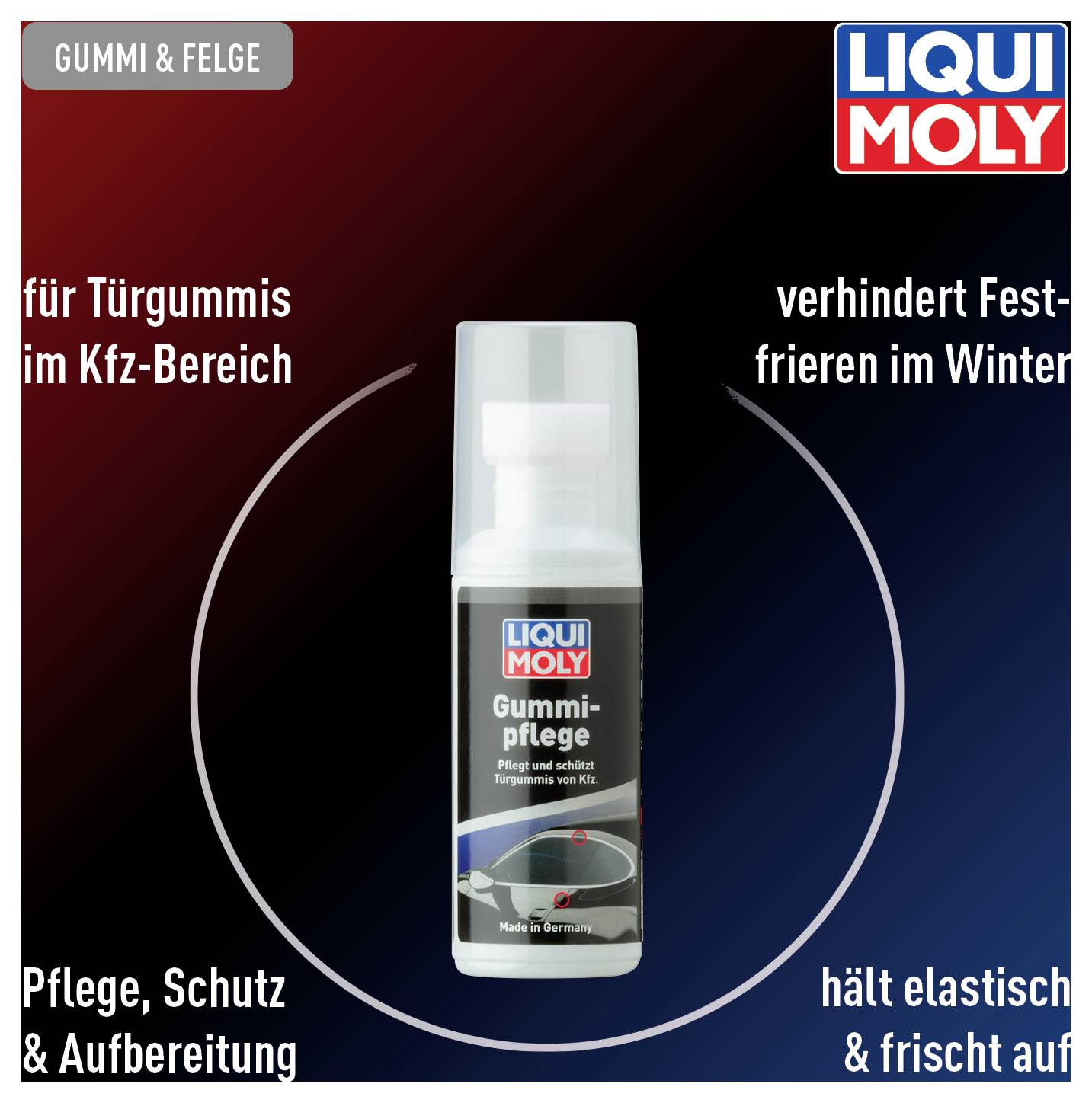 'Entretien des joints en caoutchouc par LIQUI MOLY : Soin, protection et rénovation pour les joints de portes dans le domaine automobile. Empêche le gel et maintient l'élasticité.'
