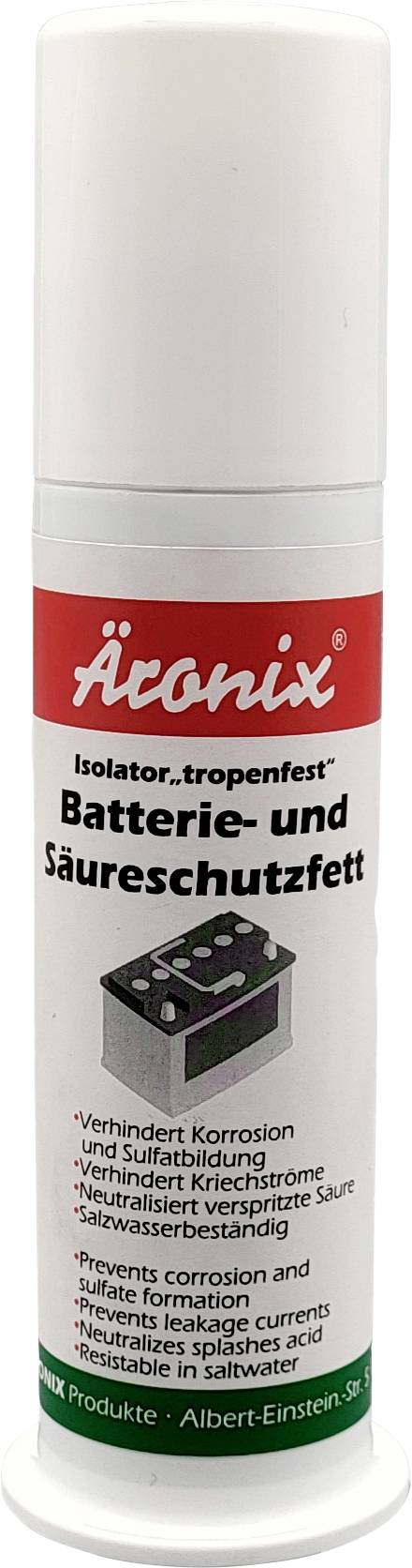 Isolant Áconix, résistant aux tropiques, graisse de protection de batterie et d'acide ; réduit la corrosion et la formation d'acide dans les batteries.