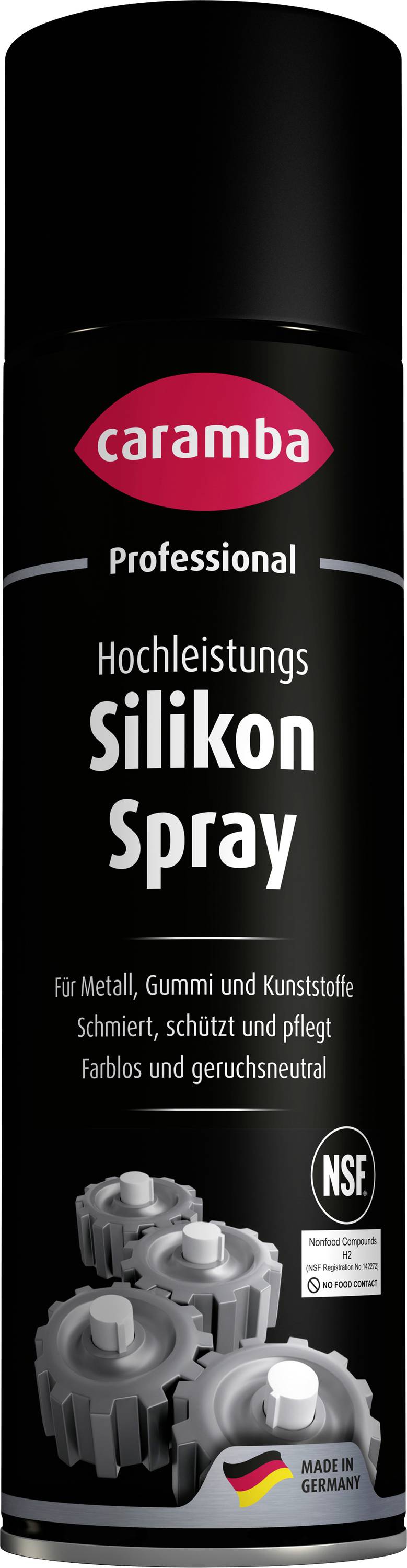 Black Caramba Professional 'Hochleistungs Silikon Spray' can with red logo, shown upright on a white background.