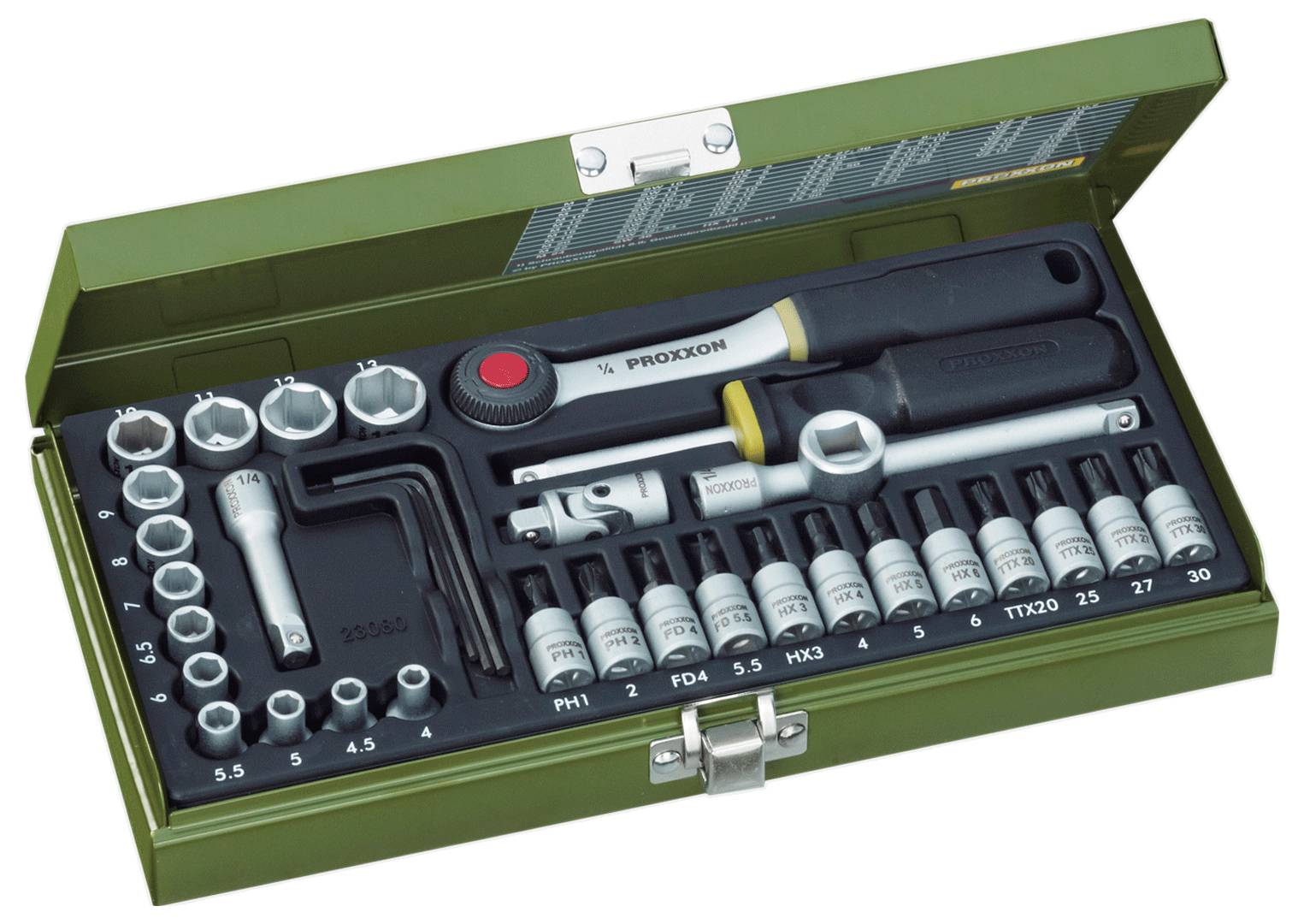 Proxxon Industrial Jeu de clés à douille métrique 1/4" (6.3 mm) 36 pièces 23080