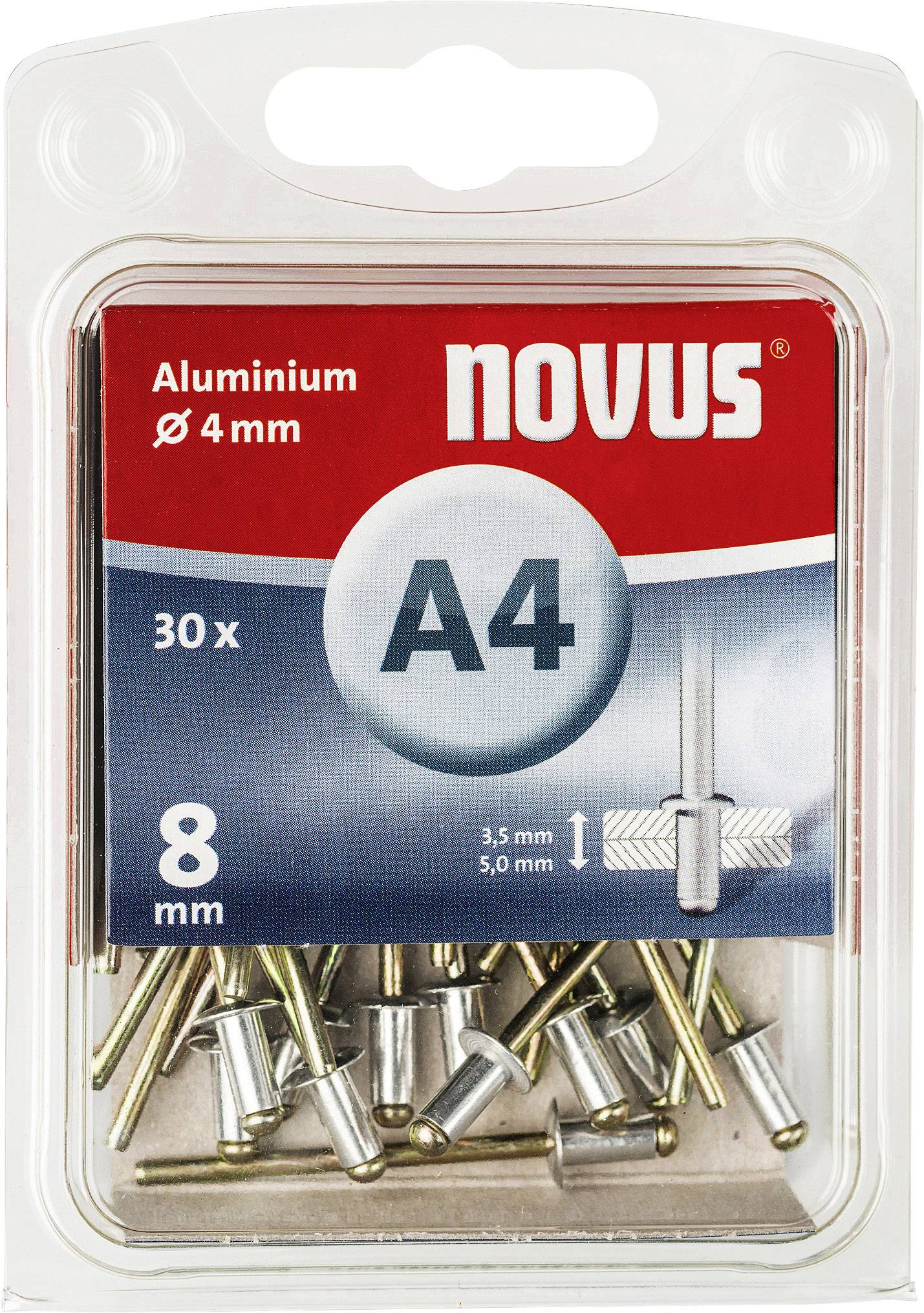 Novus Office 105082306 Rivet aveugle (Ø x L) 4 mm x 8 mm aluminium aluminium 30 pc(s)