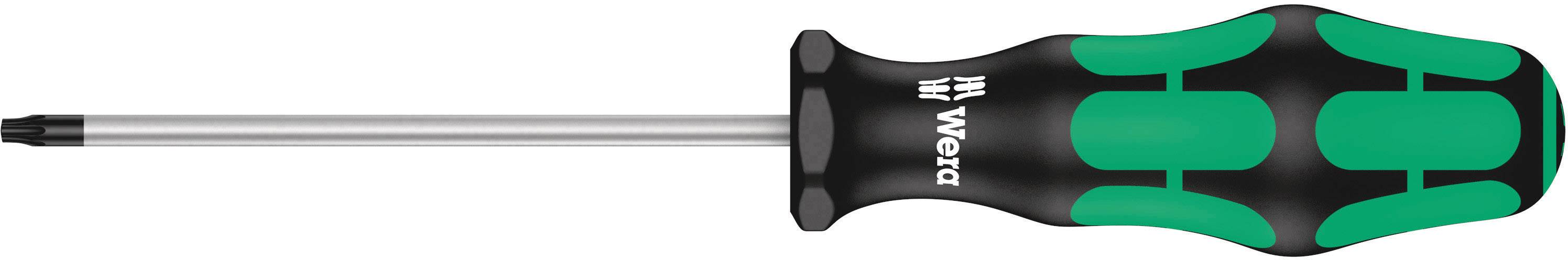 Tournevis cruciforme avec manche ergonomique, design noir et vert, nom de marque 'Wera' sur le manche.