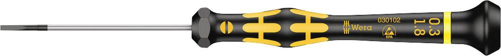 Un tournevis de précision à poignée noire et jaune. Adapté pour les travaux de vissage délicats. Marquages et logo sur la poignée.