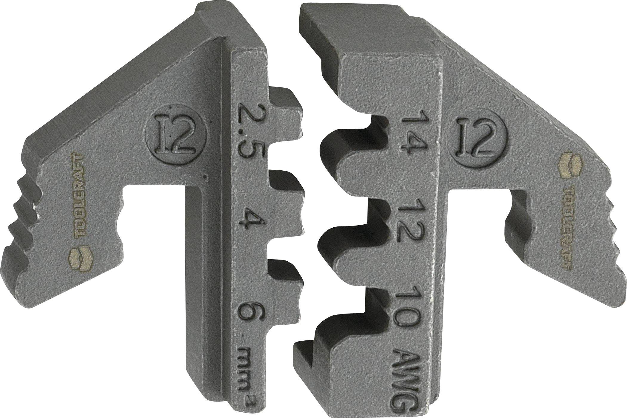 Deux outils métalliques avec des dents, numérotés de 2,5 à 6 mm et de 10 à 14 AWG, probablement pour la coupe ou la connexion de câbles.