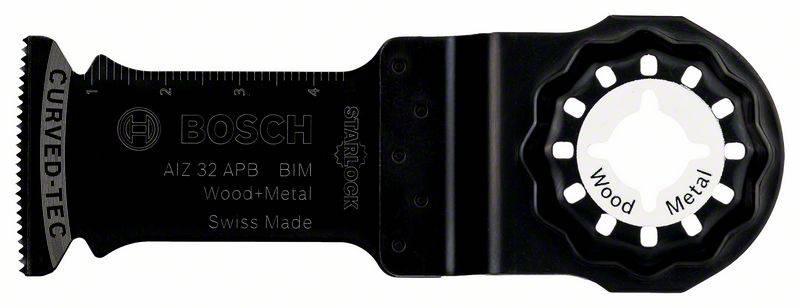 Lame de scie multifonction Bosch, adaptée au bois et au métal. Modèle AIZ 32 APB avec système de fixation Starlock.