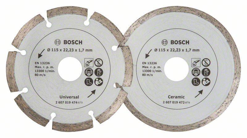 Jeu de 2 disques diamant carrelage et matériaux de construction Ø115 mm Bosch TS 2607019478