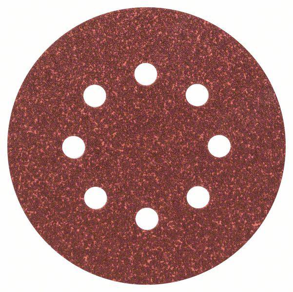 Support de papier de verre circulaire avec huit trous symétriquement répartis pour la fixation sur un appareil de ponçage.