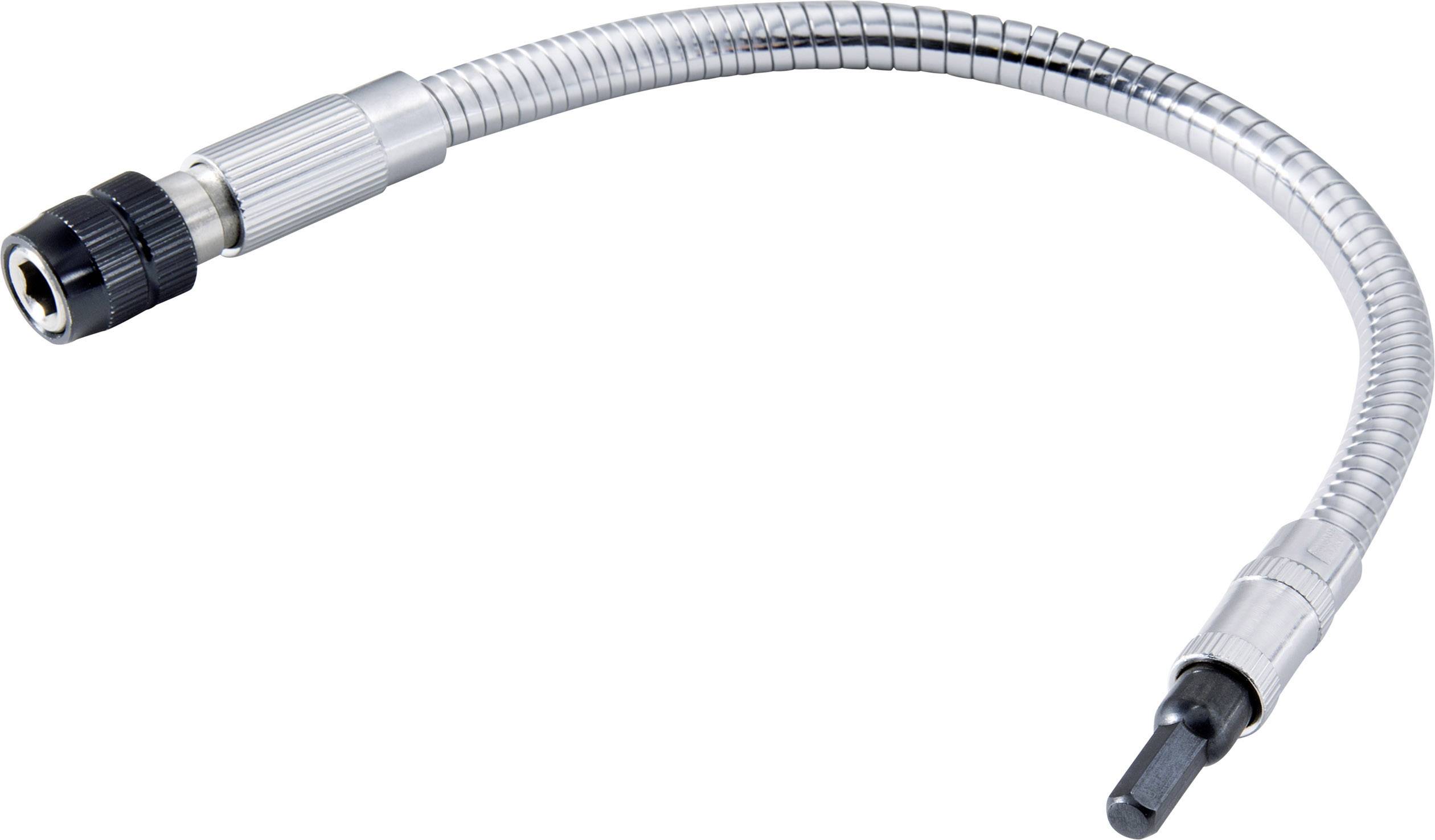 Embout de tournevis métallique flexible avec tige articulée, adapté aux endroits difficiles d'accès.