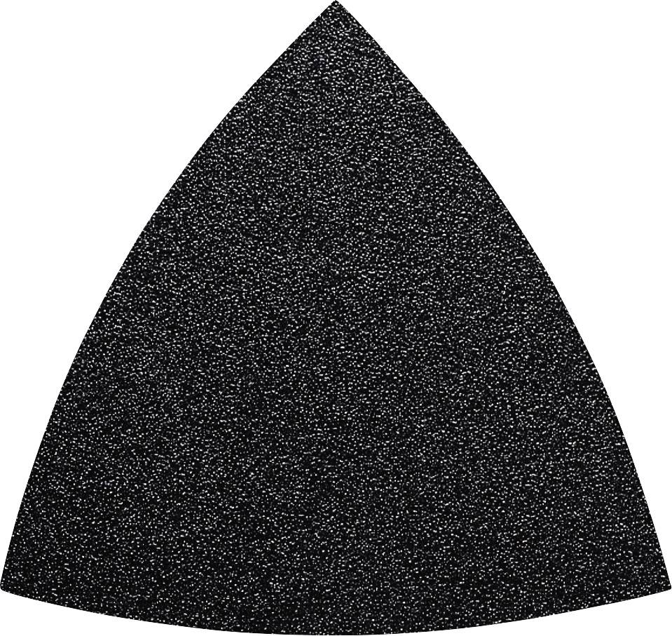 Papier de verre noir, de forme triangulaire, utilisé pour les travaux de ponçage sur différents matériaux.