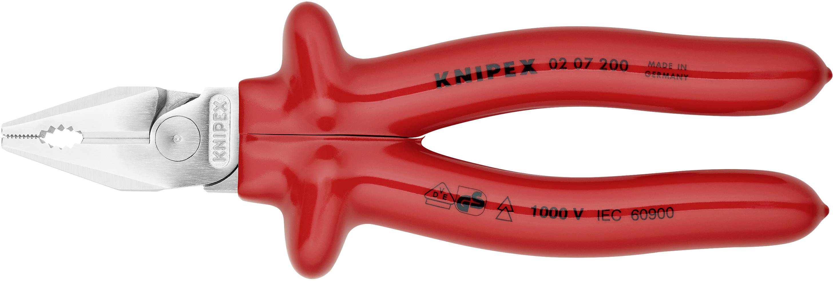 Knipex 02 07 200 VDE Pince universelle à forte démultiplication 200 mm DIN ISO 5746, DIN EN 60900