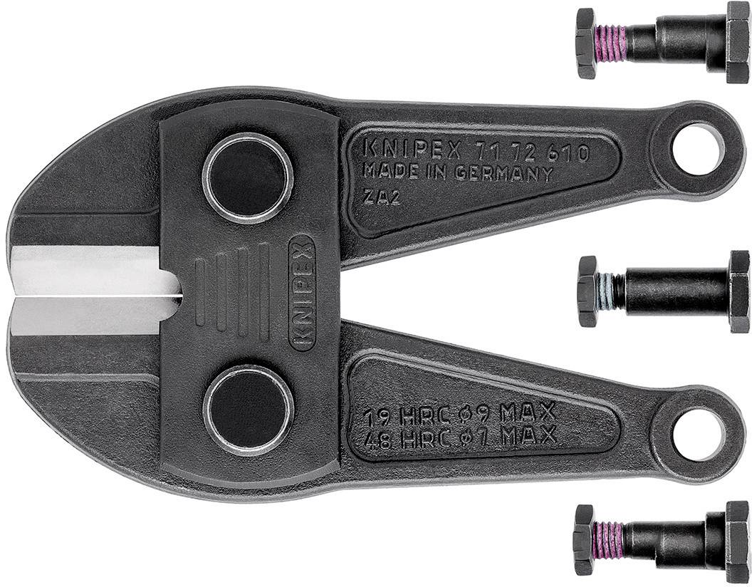 Tête de coupe-boulons KNIPEX avec connexions à vis interchangeables, adaptée pour couper des matériaux de manière précise et puissante.