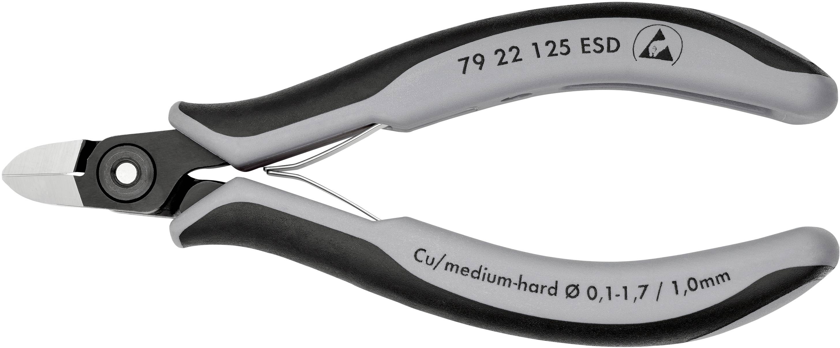 Une pince coupante latérale gris-noir avec l'inscription '79 22 125 ESD'. Adaptée pour des travaux de coupe petits et précis.