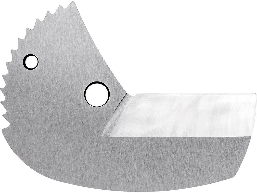 Lame de scie en métal avec bord dentelé et deux trous de fixation. Utilisée pour les scies mécaniques.