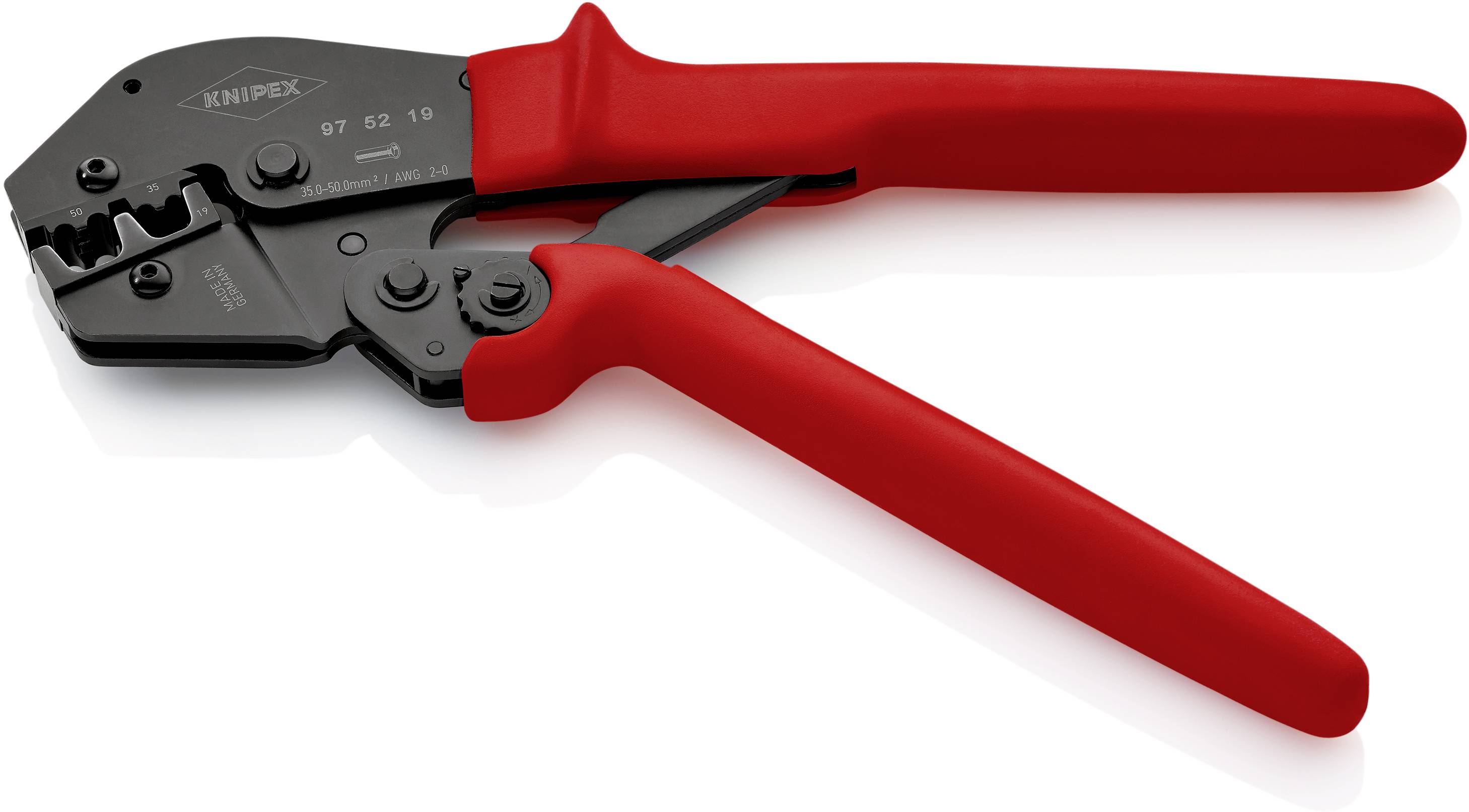 Pince à bec rouge, ouverte, sur un fond clair. Design innovant pour une coupe et une prise de précision.
