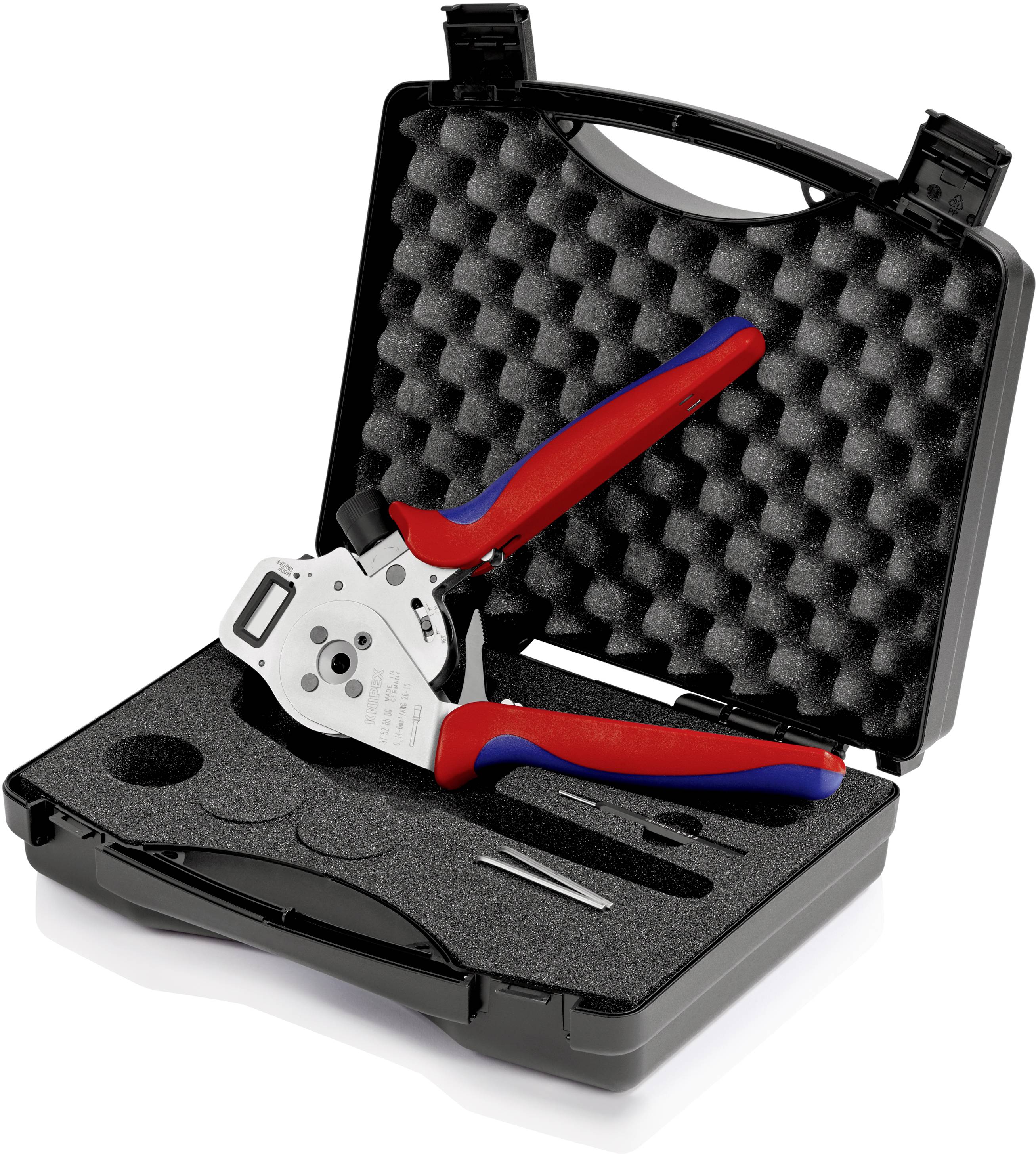 Knipex 97 52 65 DG Pince à sertir pour contacts tournés 0.14 à 6 mm² coffret plastique inclus, positionneur inclus