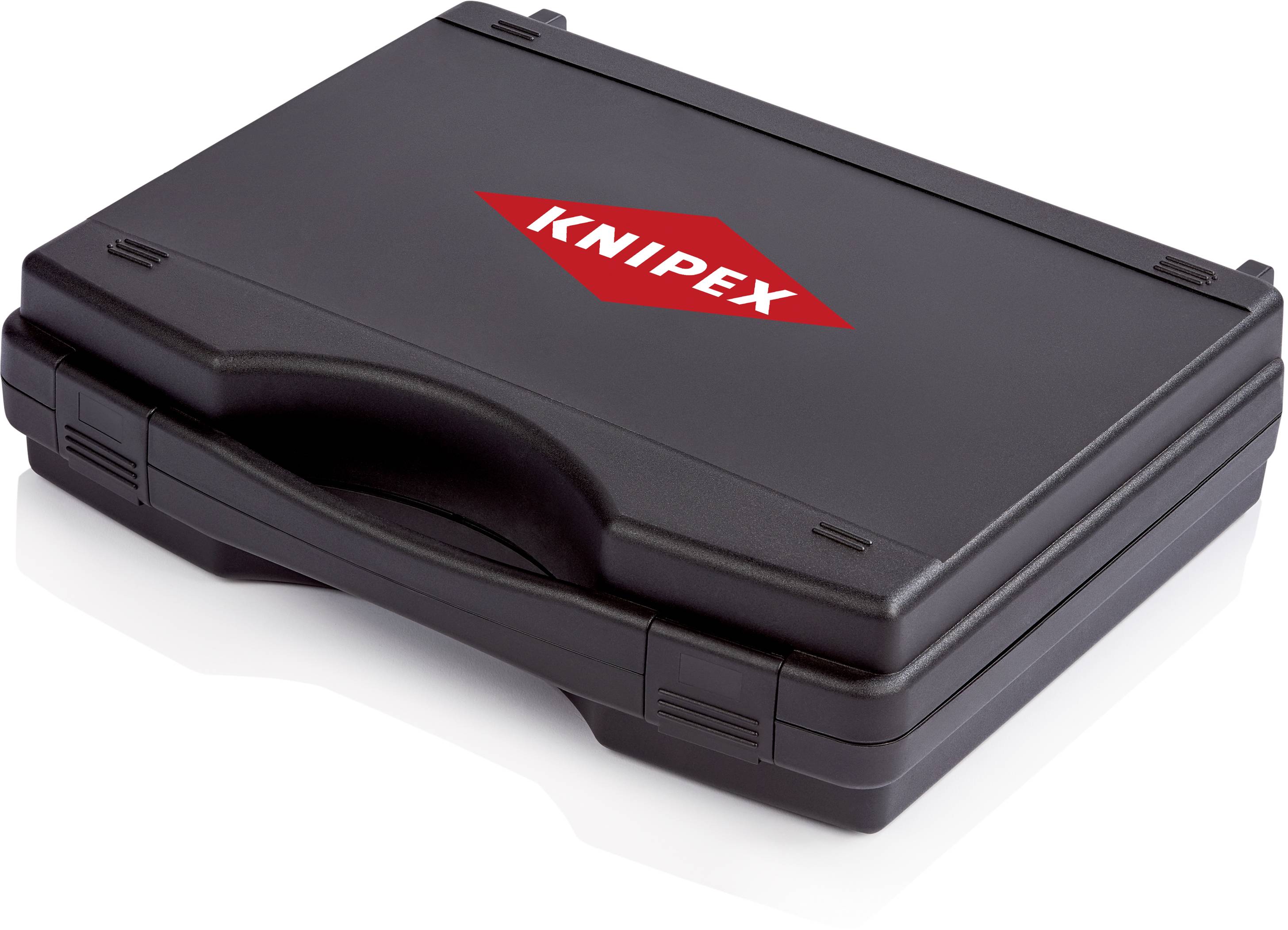 Un coffret à outils noir avec le logo 'Knipex' en rouge sur le couvercle.