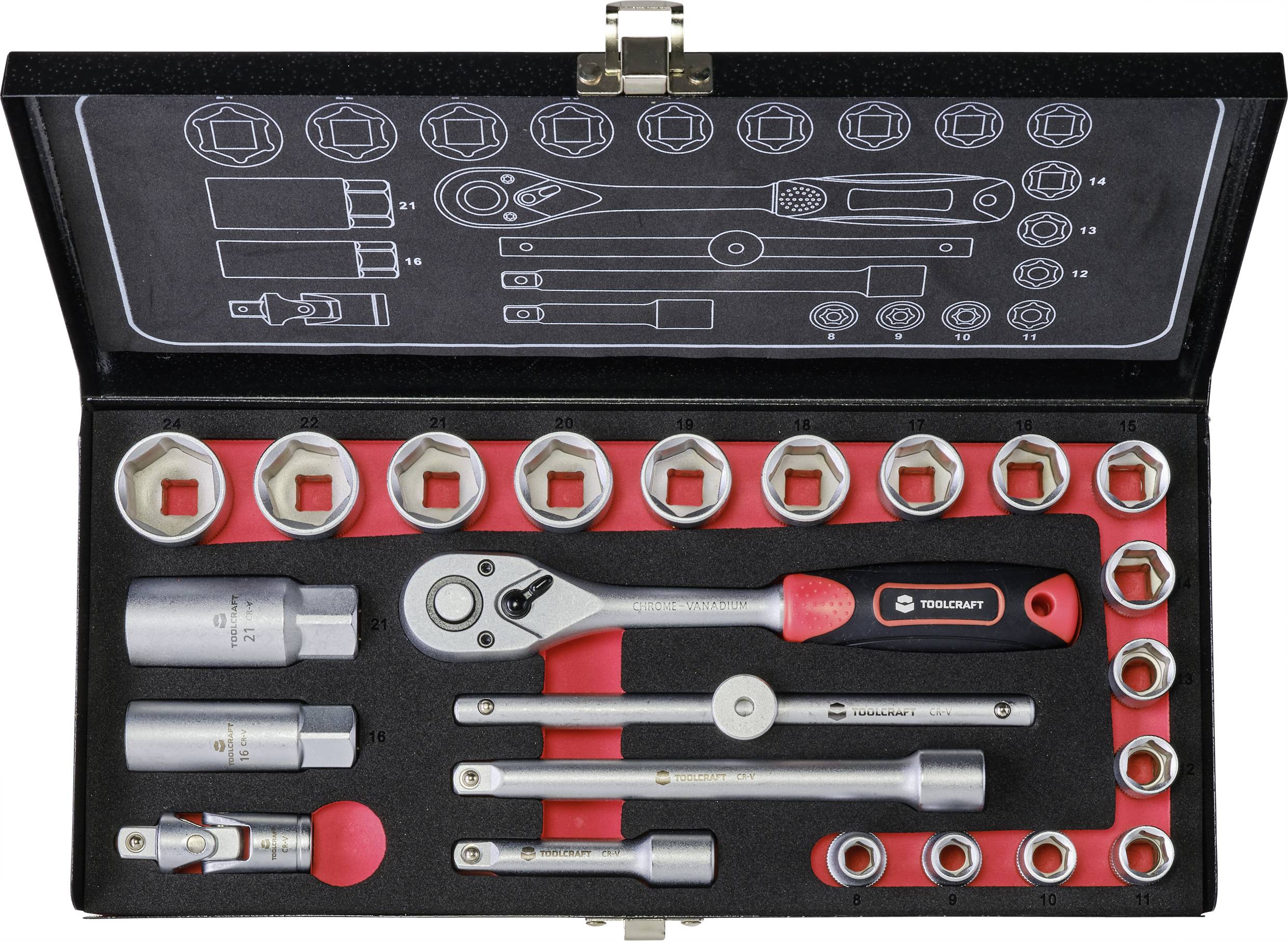 TOOLCRAFT Jeu de clés à douille métrique 3/8" (10 mm) 23 pièces 826373