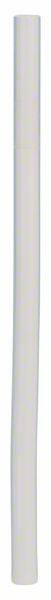 Un mince paille en plastique blanc sur un fond blanc.