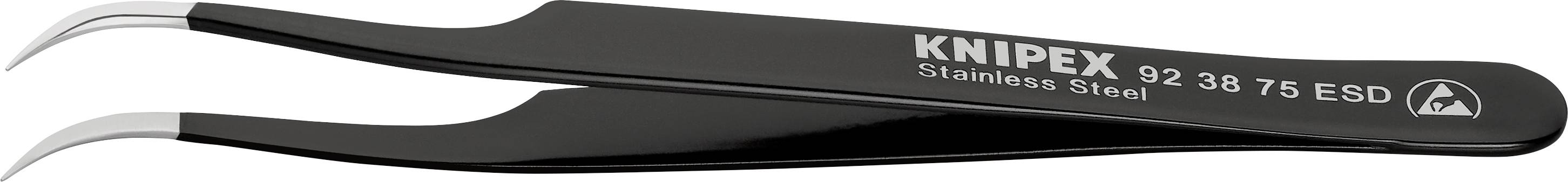 Knipex 92 38 75 ESD Pince brucelle de précision pointe en forme de faucille, courbée à 45° 120 mm