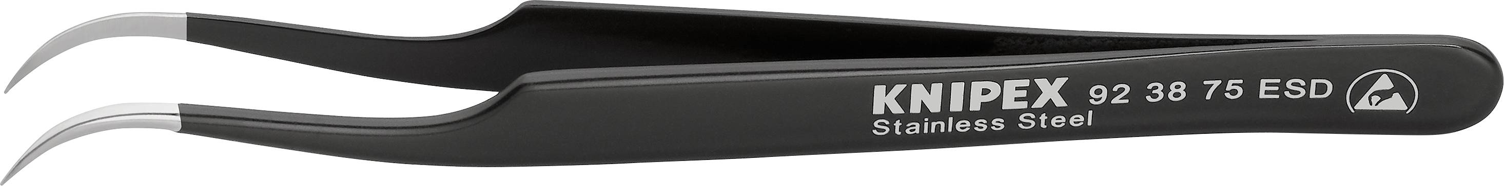 Knipex 92 38 75 ESD Pince brucelle de précision pointe en forme de faucille, courbée à 45° 120 mm