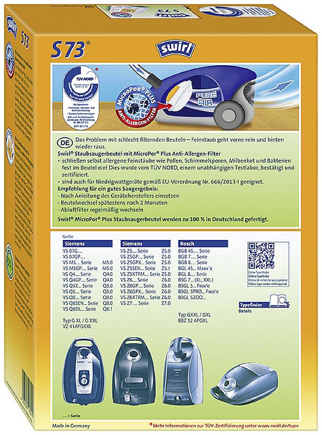 Sac d'aspirateur Swirl S 73 AirSpace