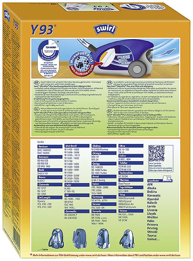 Sac filtrant Swirl Y93/Y95 AirSpace