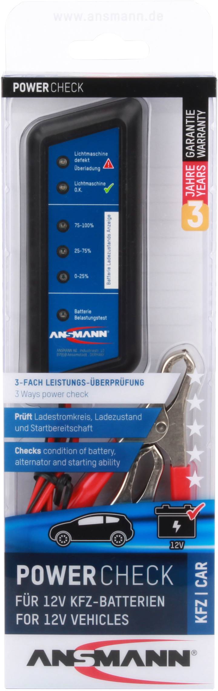 Testeur de batterie de voiture Ansmann 4000002/01