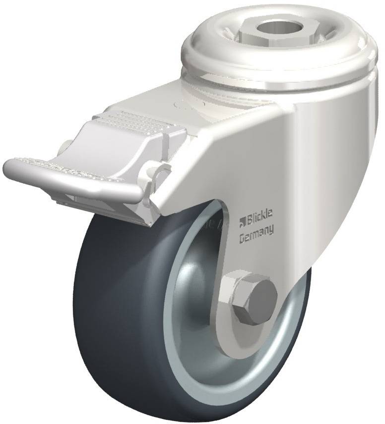 Roulette avec perforation d'un diamètre de 80 mm. Modèle (général) Roulettes Stop Fix Blickle LKRXA-TPA 80G-FI