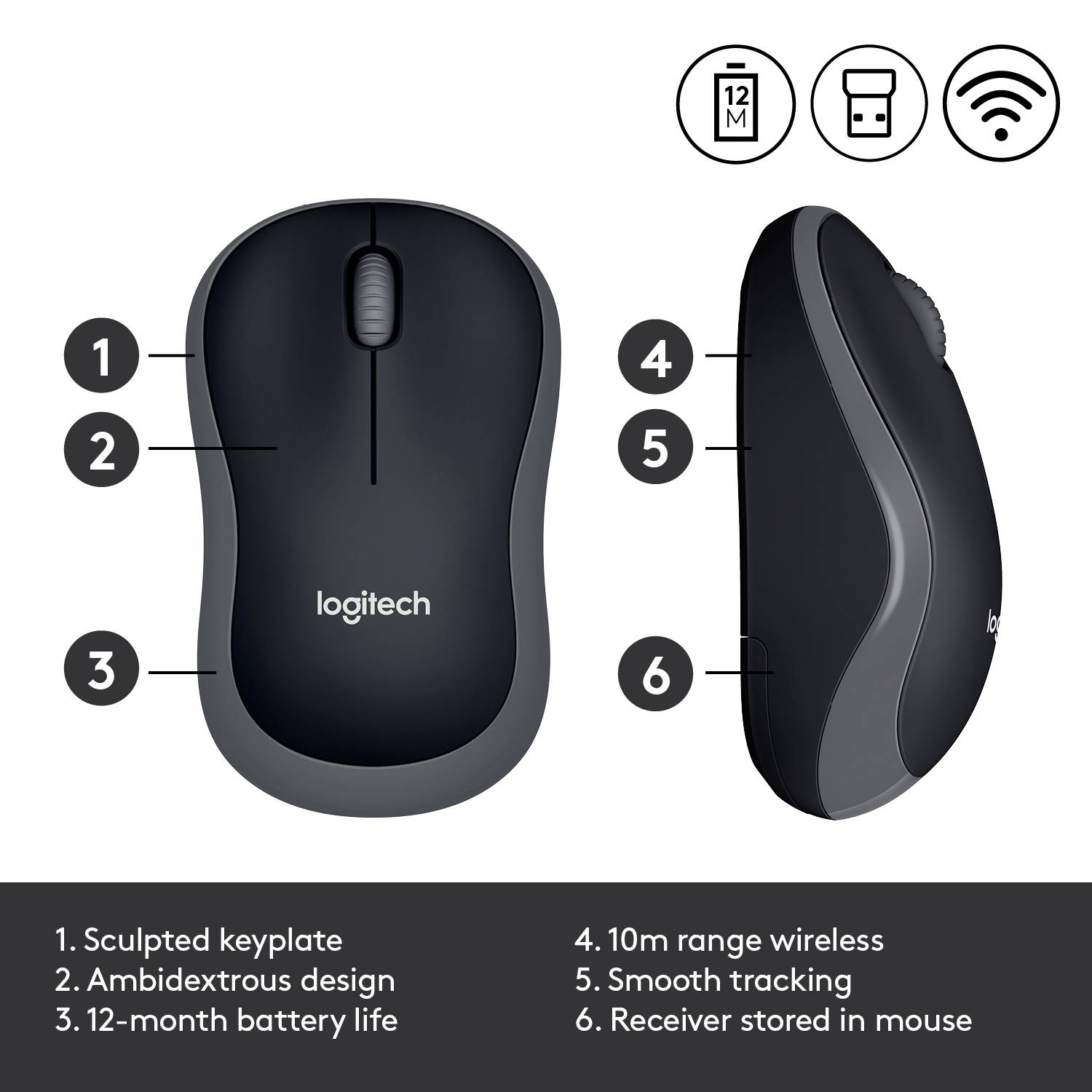 Souris optique Logitech M185 gris