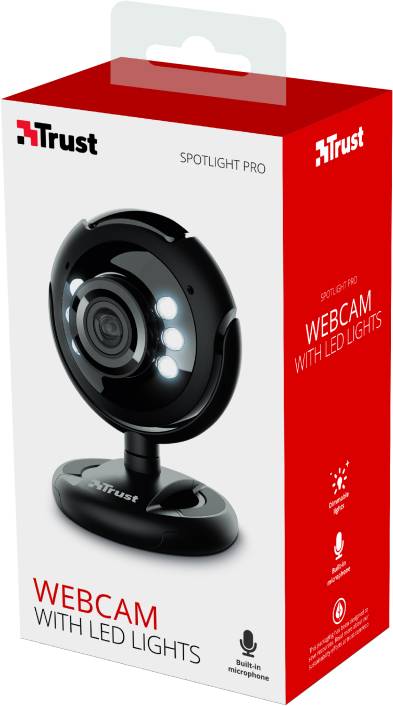 Webcam HD 640 x 480 Pixel Trust Spotlight Pro pied de support, support à pince