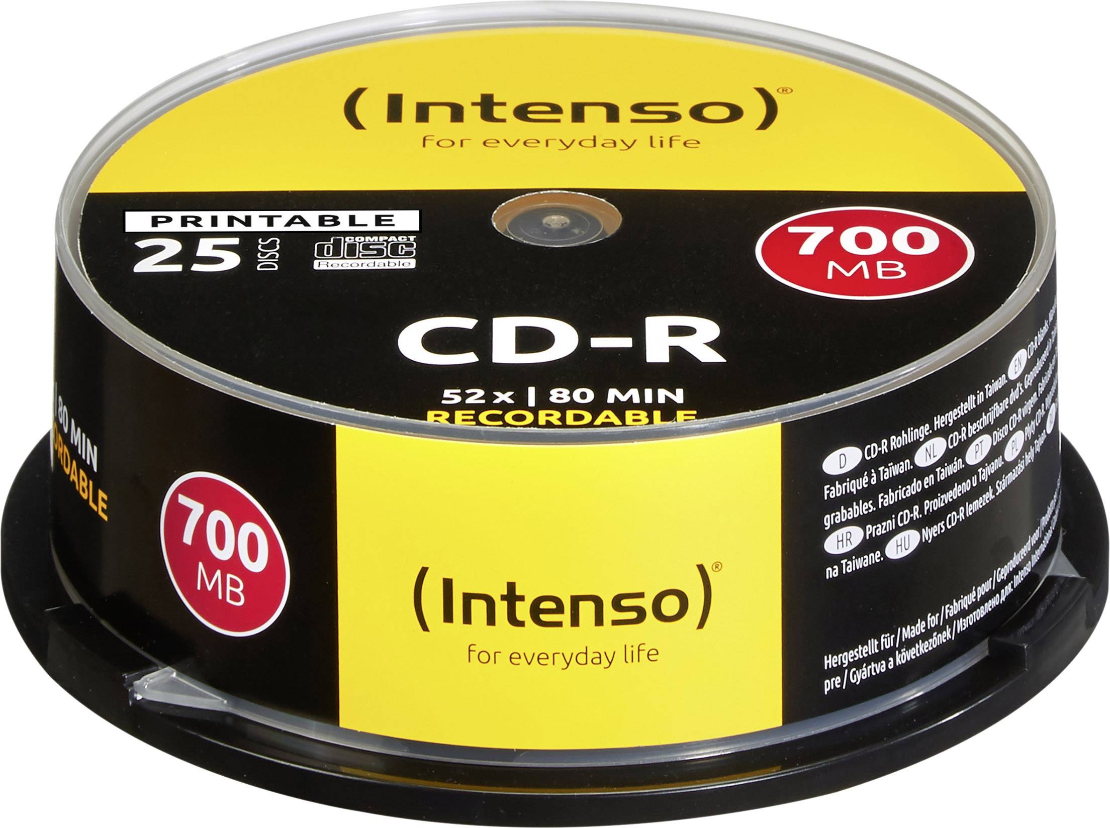 CD-R 80 vierge 700 Mo Intenso CD-R 52X 25ER SPINDEL PRINTABLE 25 pc(s) tour imprimable