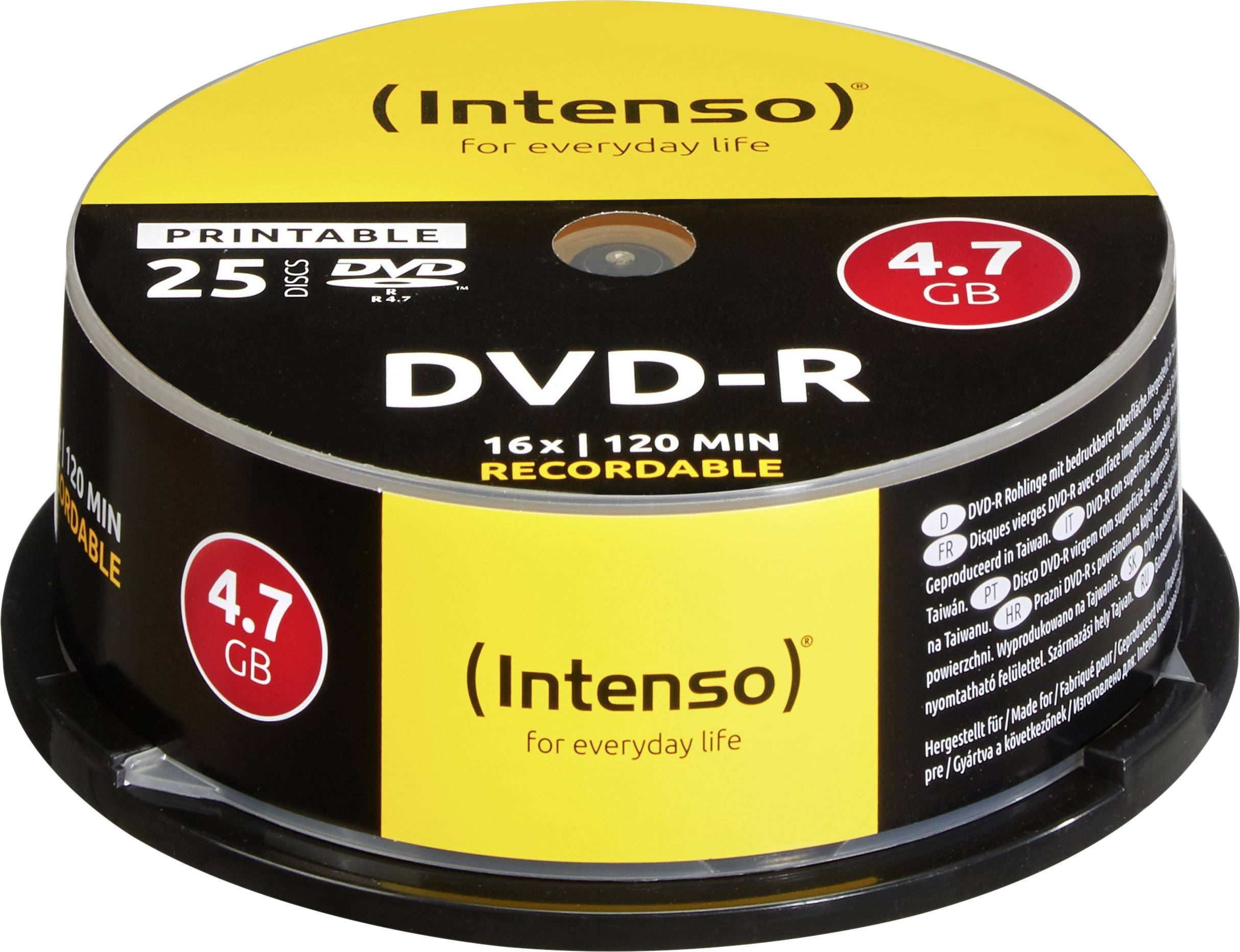 DVD-R vierge Intenso DVD-R 25er Spindel 25 pc(s) 4.7 GB 120 min imprimable