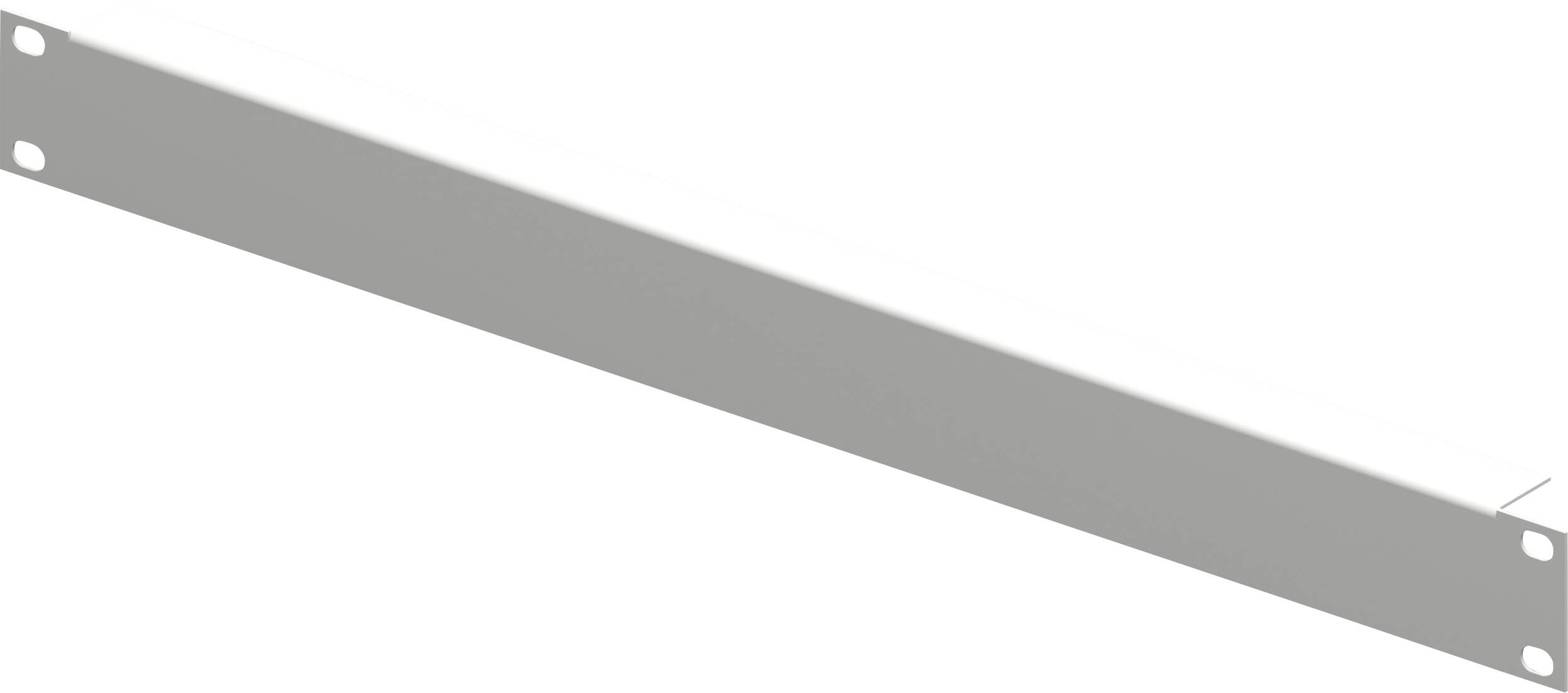 Panneau d'appareil métallique avec quatre trous de montage, adapté pour la fixation sur un rack.