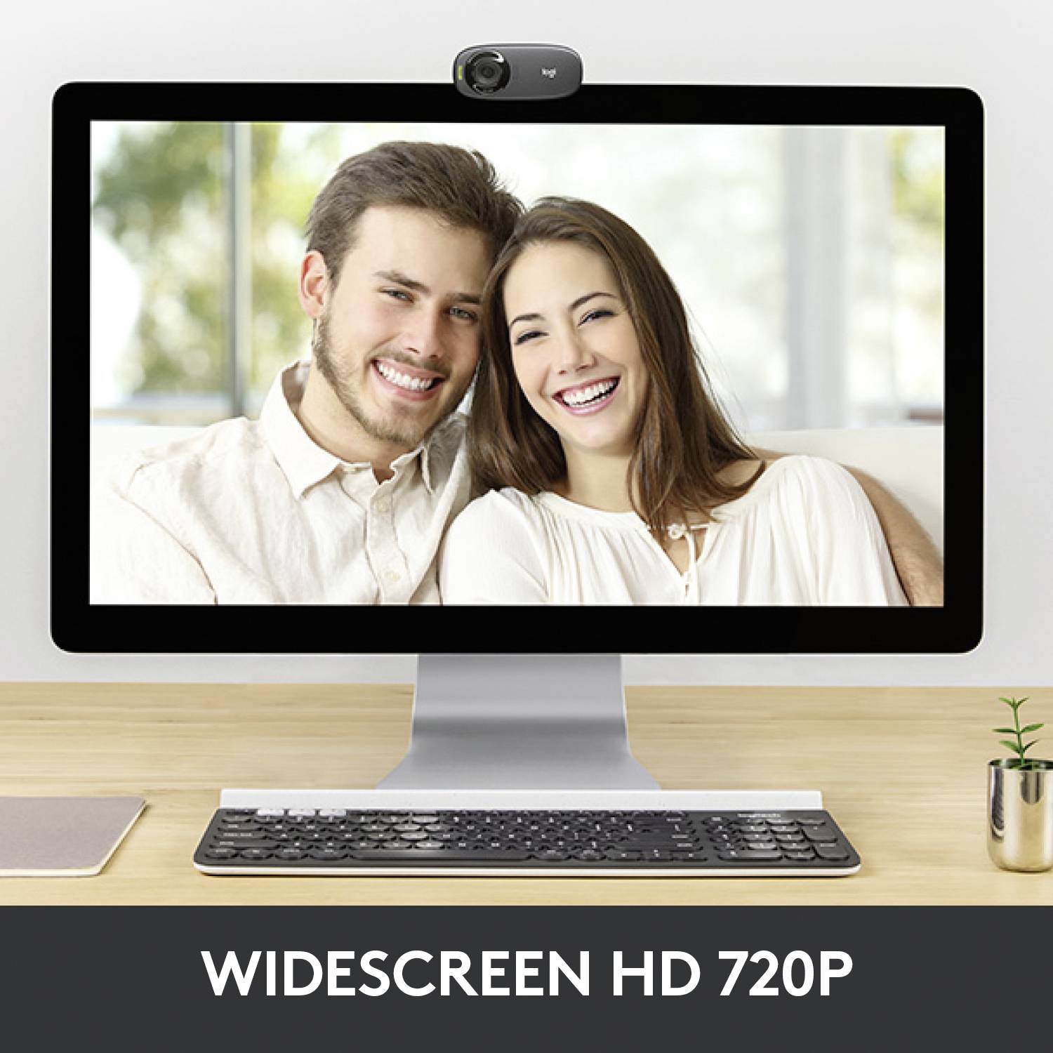 Webcam HD 1280 x 720 Pixel Logitech C310 pied de support, support à pince