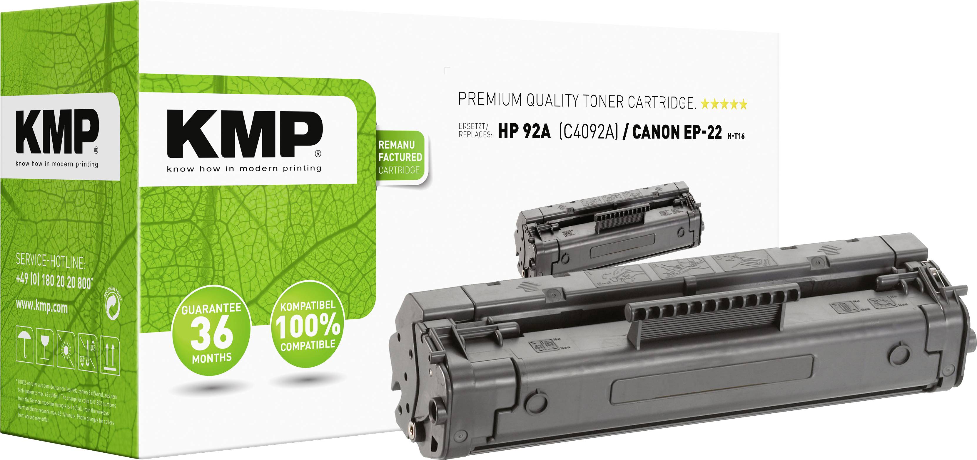 Cassette de toner KMP H-T16 remplace HP 92A, C4092A compatible noir 2500 pages