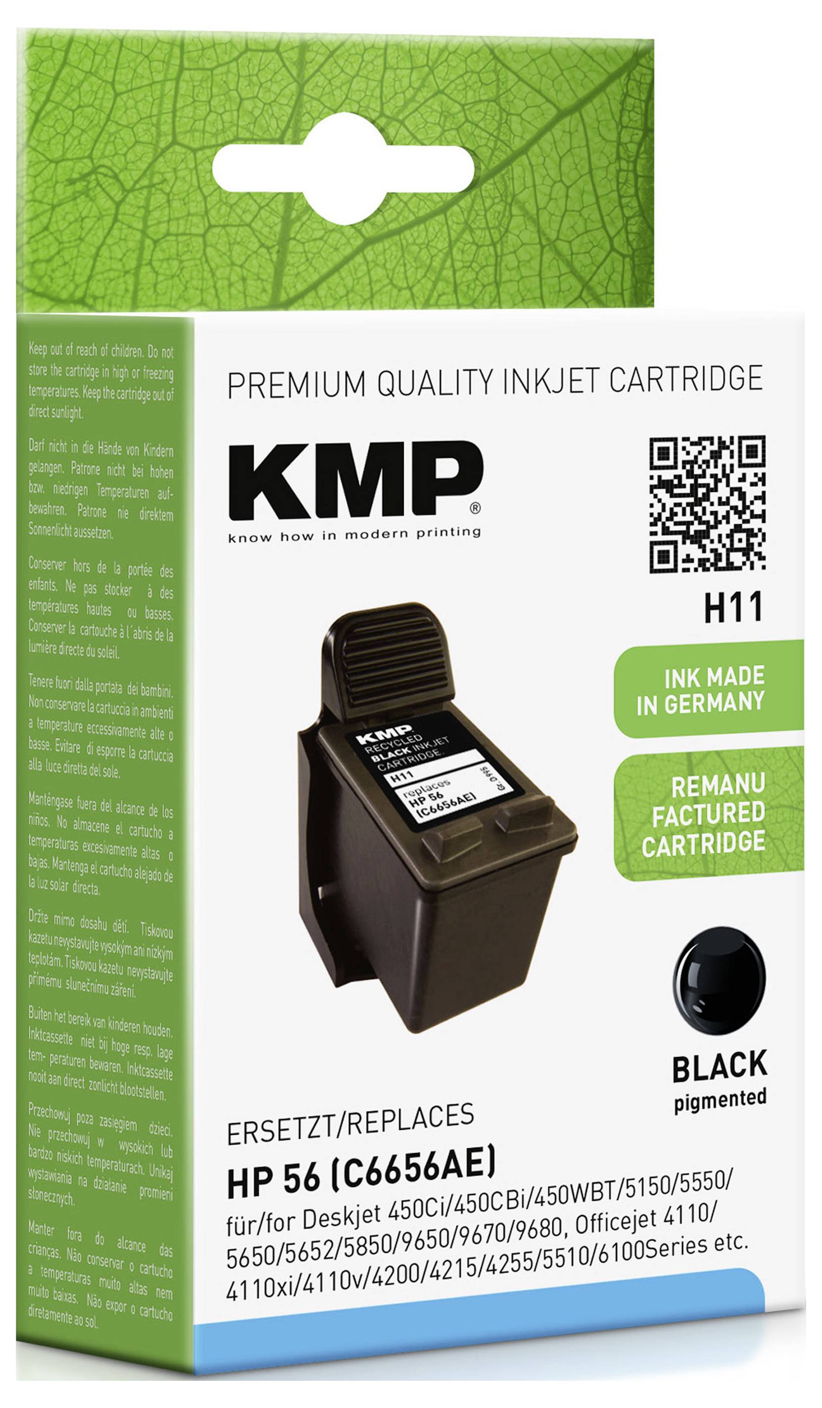 Cartouche d'encre compatible KMP équivalent HP N°56 (C6656AE) noire