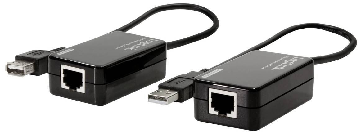 Deux adaptateurs noirs USB vers Ethernet avec des câbles. Chaque adaptateur dispose de ports USB et Ethernet, convenant aux connexions réseau.