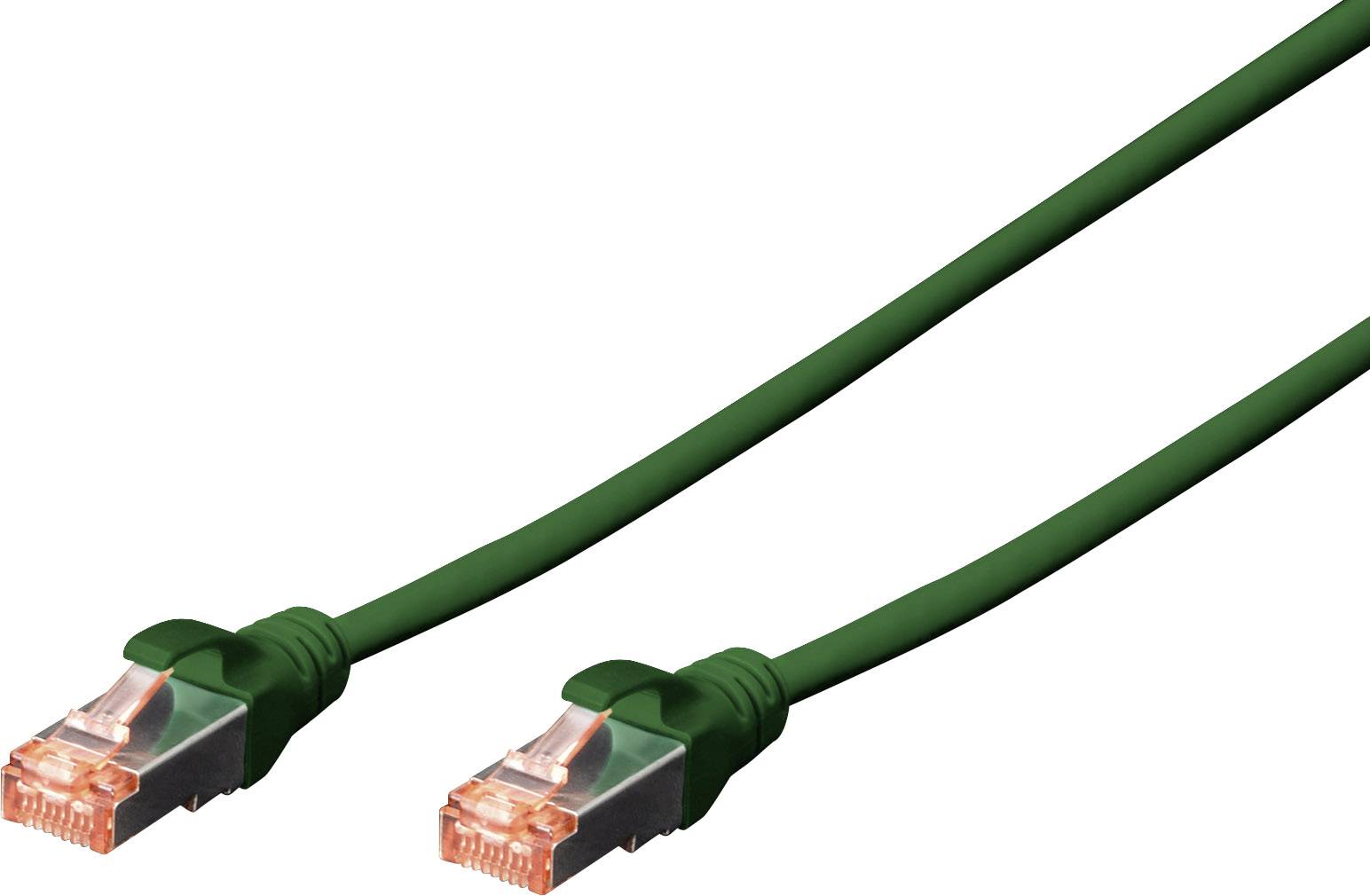 Digitus DK-1644-0025/G RJ45 Câble réseau, câble patch CAT 6 S/FTP 0.25 m vert ignifuge, avec cliquet d'encastrement